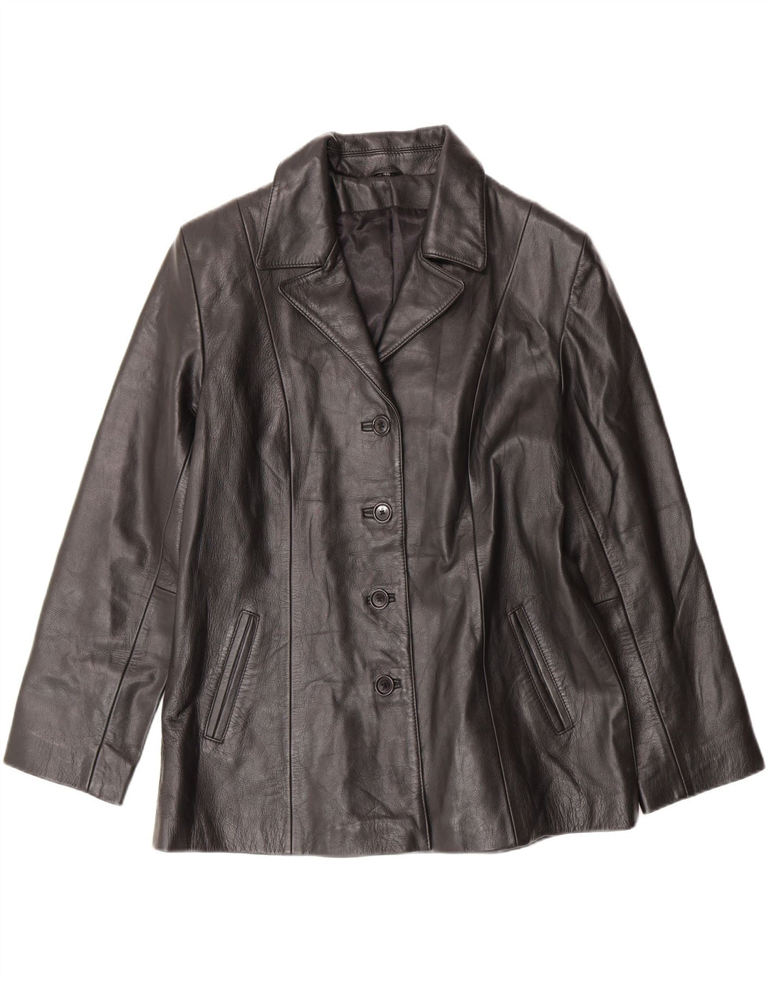 VINTAGE Womens Leather Jacket IT 46 Large Black Leather Vintage Vintage and Second-Hand Vintage from Messina Hembry 