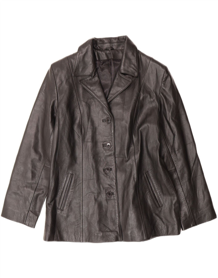VINTAGE Womens Leather Jacket IT 46 Large Black Leather Vintage Vintage and Second-Hand Vintage from Messina Hembry 