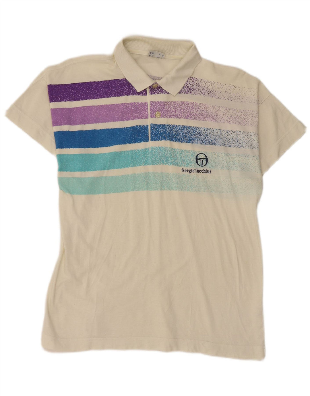 SERGIO TACCHINI Polo de hombre pequeño de algodón a rayas blanco roto