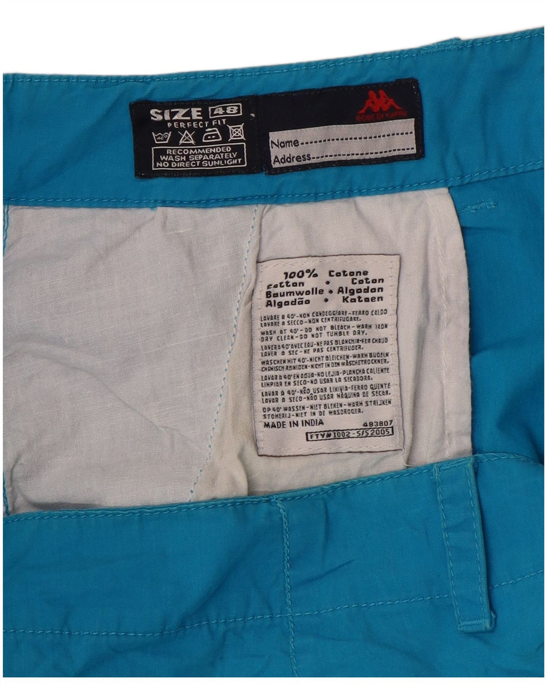 KAPPA Pantalones capri rectos de ajuste perfecto para mujer IT 48 XL W34 L20 Azul