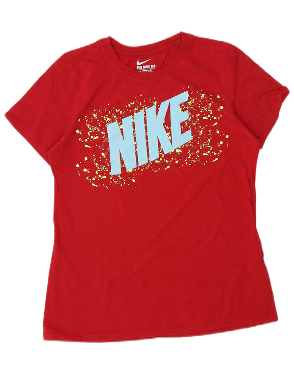 NIKE Camiseta gráfica de corte atlético para mujer UK 40 Grande Algodón rojo