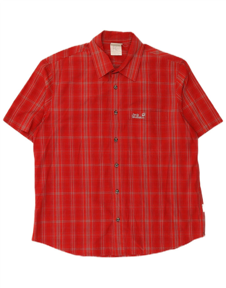 JACK WOLFSKIN Mens Regular Fit Shirt UK 36/38 Medium Red Check