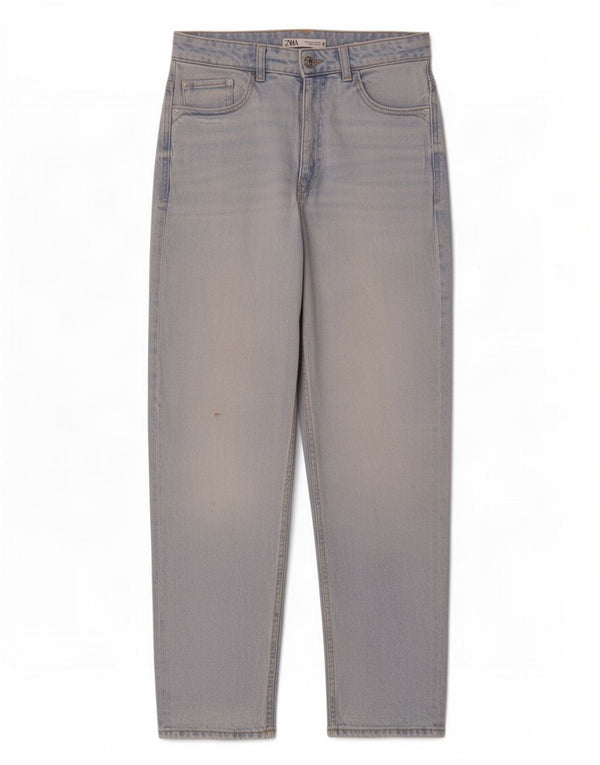 Zara Jeans rectos de cintura alta para mujer EU 38 Small W28 L28 Algodón azul