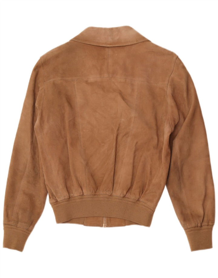 Vintage hombres ante bomber chaqueta Reino Unido 36 pequeño marrón cuero retro