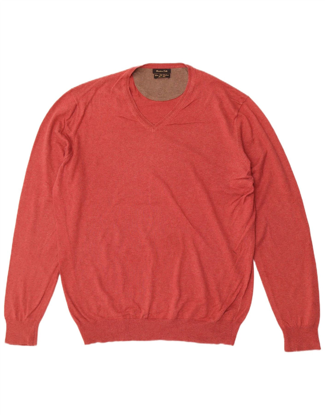Massimo Dutti Jersey Hombre Cuello Pico XL Rojo Algodón