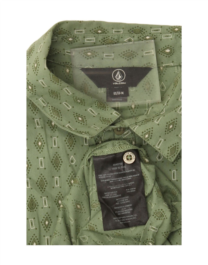 Camisa Volcom Hombre Manga Corta Algodón Geométrico Verde Medio