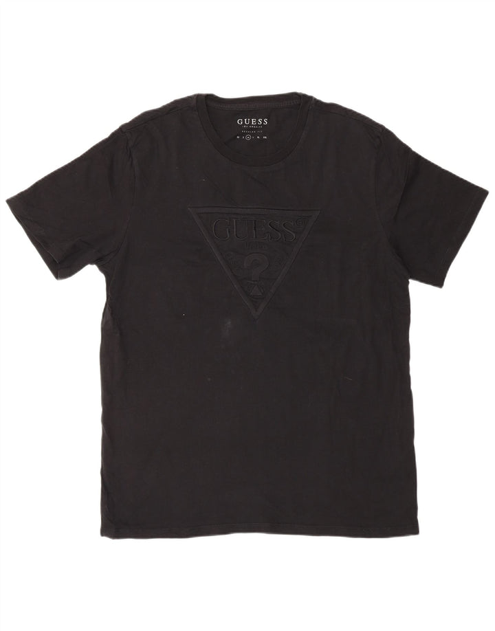 Guess Camiseta gráfica para hombre Top mediano de algodón negro