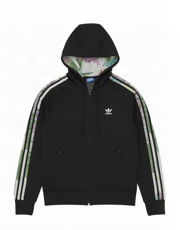 Adidas Sudadera con capucha y cremallera gráfica para mujer UK 10 Small Poliéster negro