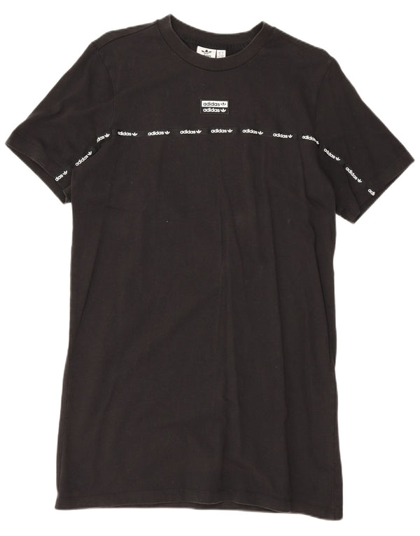 Adidas Vestido de camiseta gráfico para mujer UK 10 Small Black Cotton