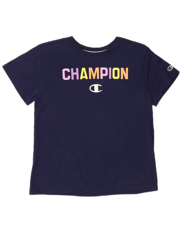 CHAMPION Camiseta corta con gráfico para mujer UK 40 Algodón azul marino mediano