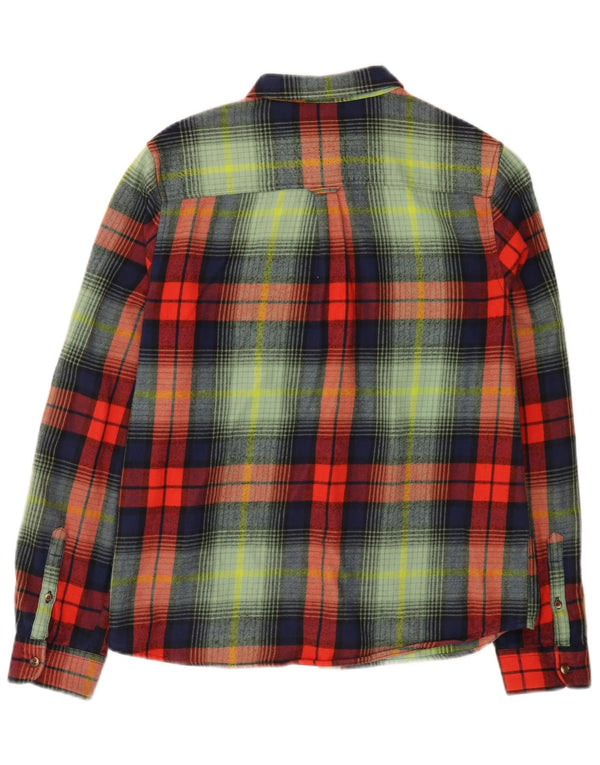 Superdry Camisa de franela para mujer, talla mediana, algodón a cuadros multicolor