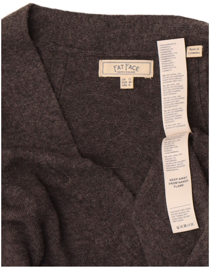 Fat Face Jersey extragrande con cuello en V para mujer UK 40 Lana gris medio