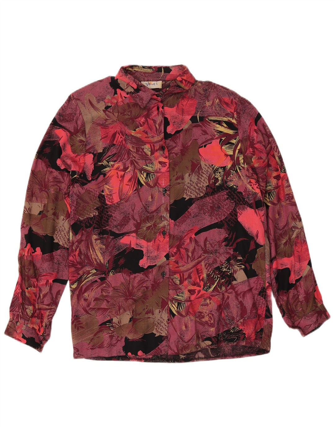 Vintage mujer 2 piezas falda set Reino Unido 12 Medio W27 Borgoña Floral Retro