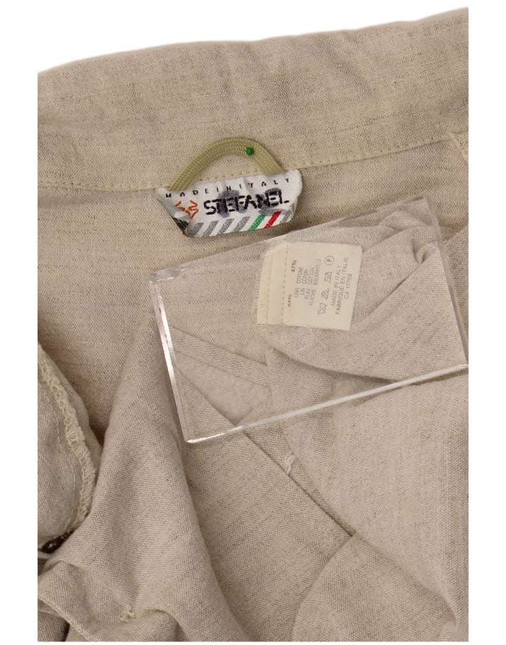 Stefanel Chaqueta Blazer de 2 Botones para Mujer UK 40 XL Lino Beige