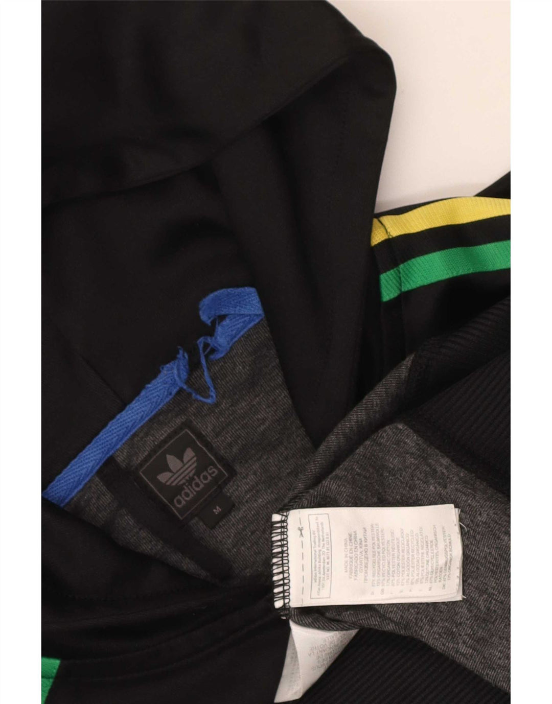 Adidas Hombre Zip Sudadera Con Capucha Suéter Mediano Negro Poliéster
