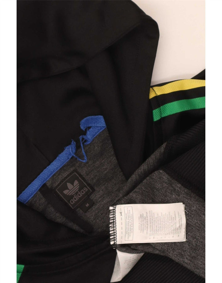 Adidas Hombre Zip Sudadera Con Capucha Suéter Mediano Negro Poliéster