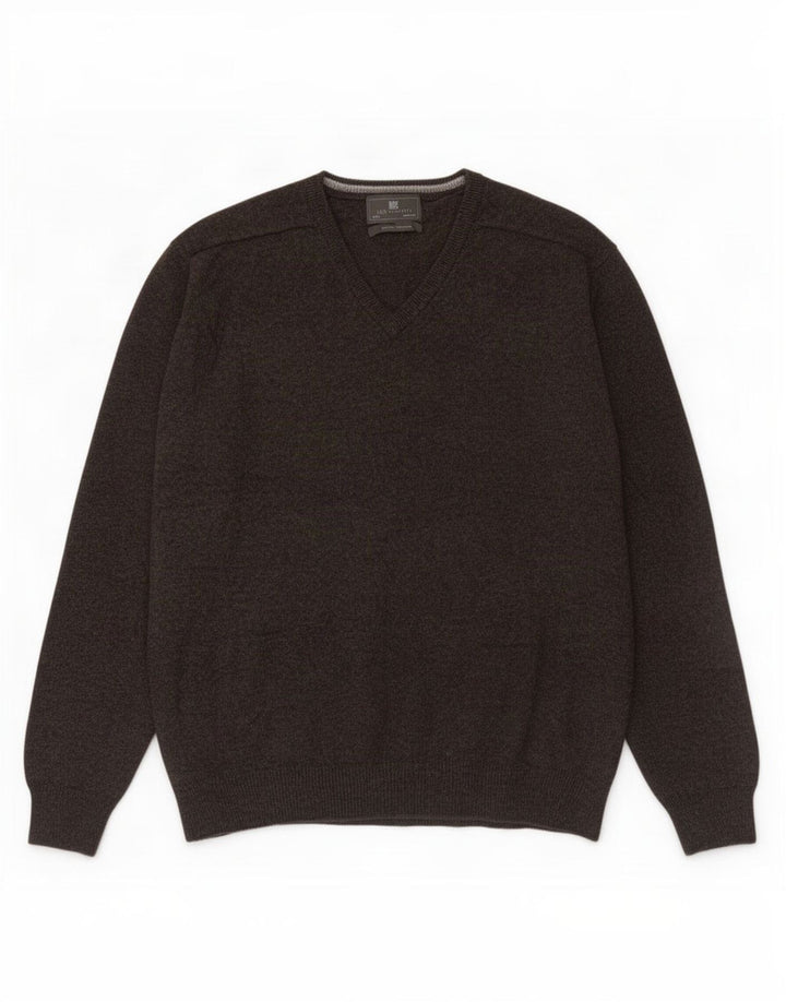 Marks & Spencer Jersey con Cuello en V y Ajuste Regular para Hombre 3XL Lana marrón