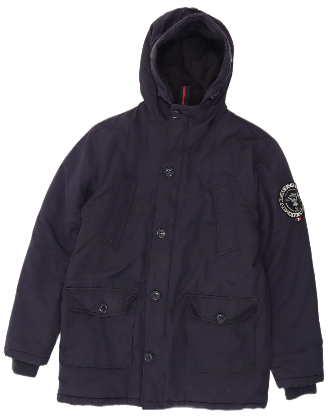 Superdry Parka con capucha para hombre, talla 40, nailon azul marino grande