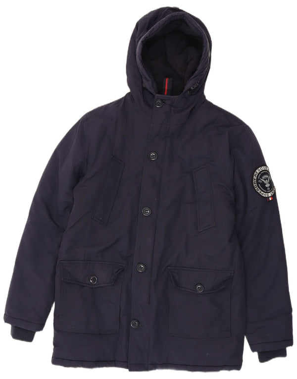 Superdry Parka con capucha para hombre, talla 40, nailon azul marino grande
