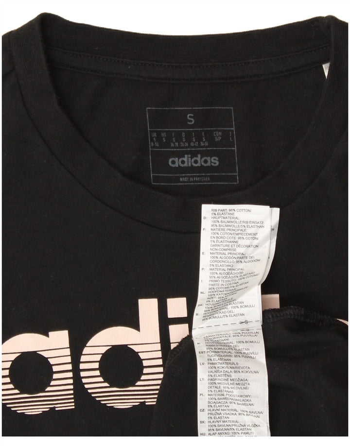 ADIDAS Camiseta gráfica para mujer Top UK 8/10 Small Black Cotton