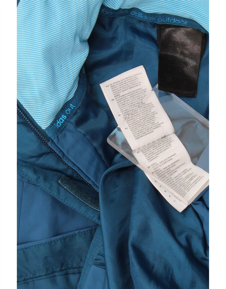 ADIDAS Abrigo cortavientos con capucha a prueba de clima para mujer Reino Unido 14 Azul medio