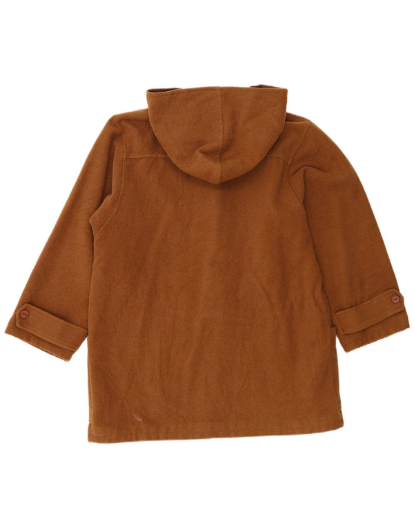 Vintage mujer con capucha Duffle abrigo Reino Unido 14 marrón grande