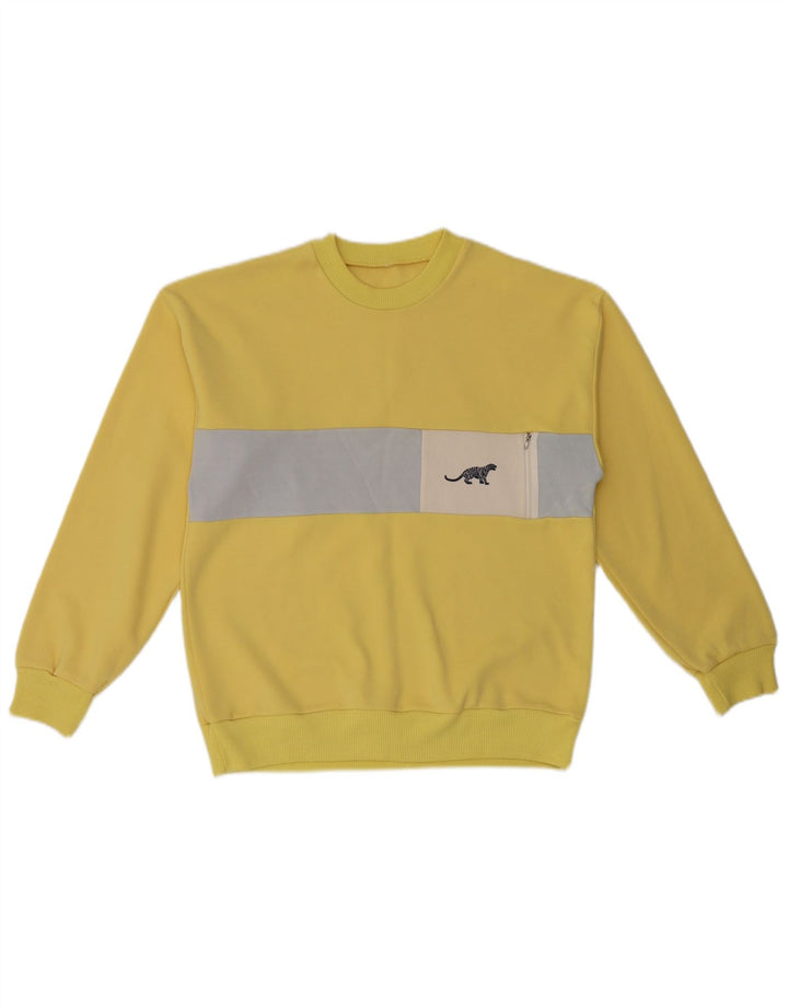 Vintage hombres sudadera jumper pequeño amarillo colorblock