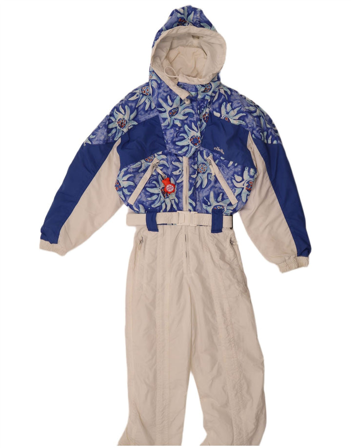 Mono de esquí extragrande con capucha para mujer Ellesse IT 40 Small White Floral