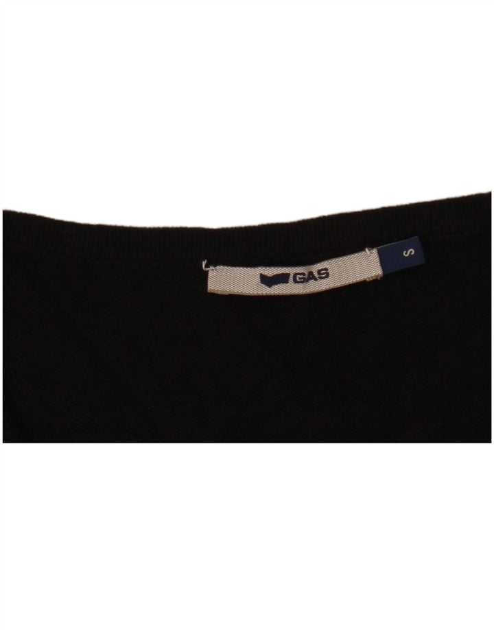 GAS Vestido Jersey de Manga Corta con Volantes en la Parte Delantera para Mujer UK 40 Small Negro