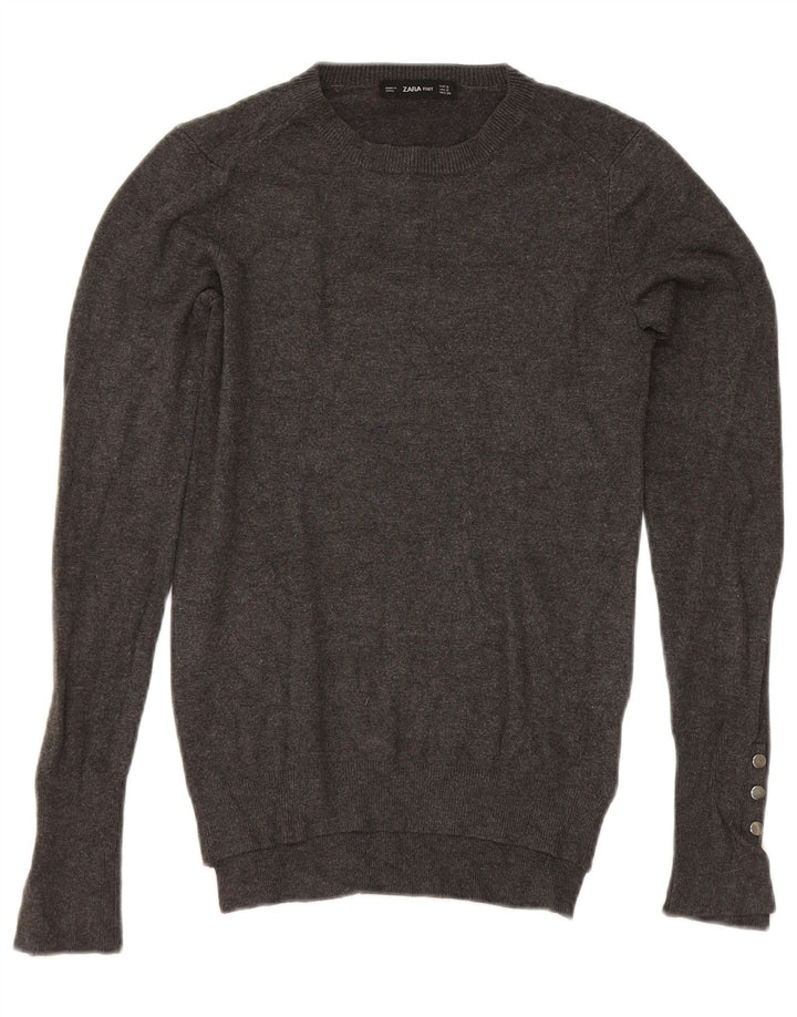 Zara - Jersey de cuello redondo para mujer, talla 8, color gris