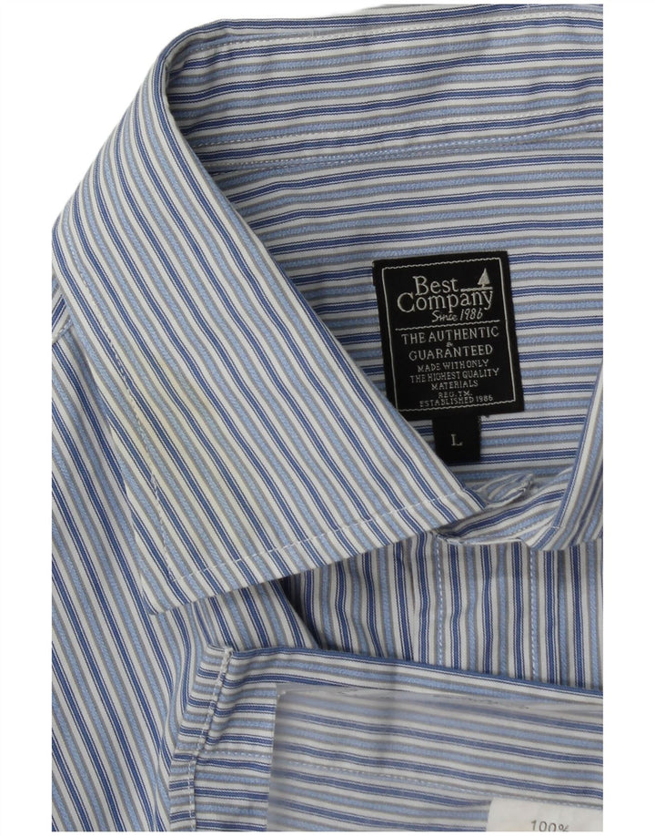 Camisa para hombre Best Company de algodón a rayas azules grandes