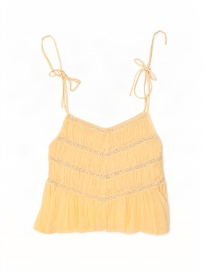 Zara Mujer Cami Top UK 42 Algodón Beige Medio