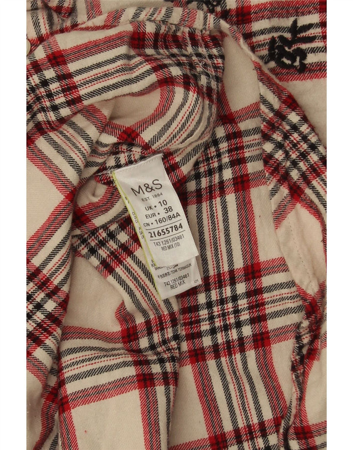 Marks & Spencer Camisa de franela extragrande para mujer UK 10 Small Beige Check