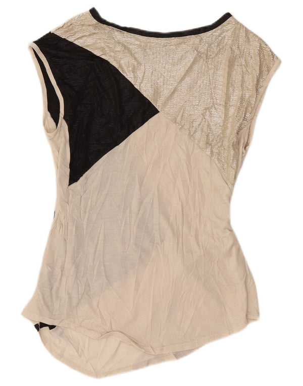 Oasis Blusa extragrande sin mangas para mujer UK 40 Small Gold Colorblock