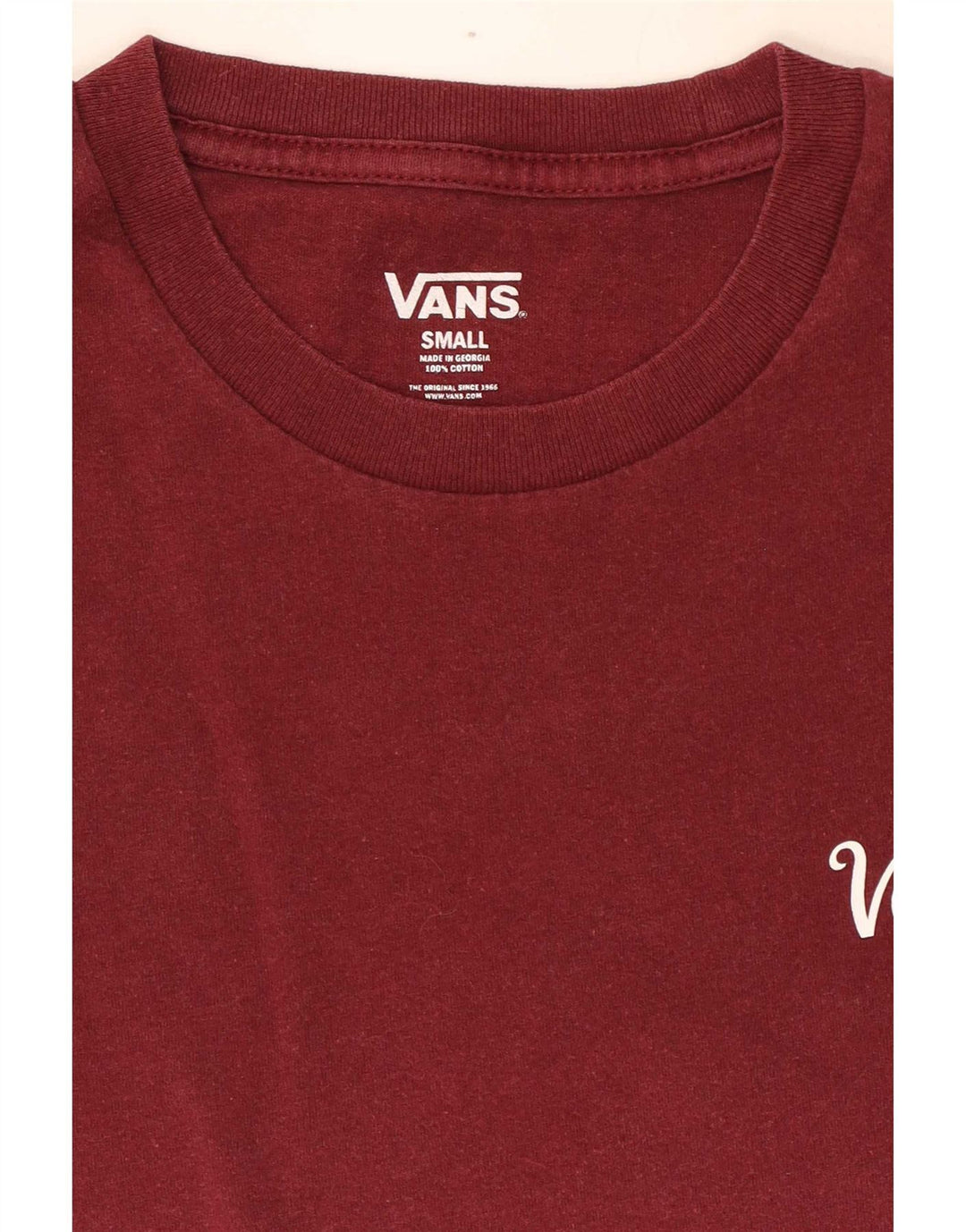 Camiseta Vans Hombre Top Small Borgoña Algodón