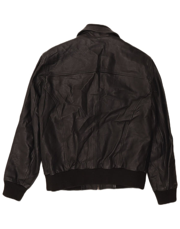Chaqueta bomber de cuero vintage para hombre IT 50 Large Black