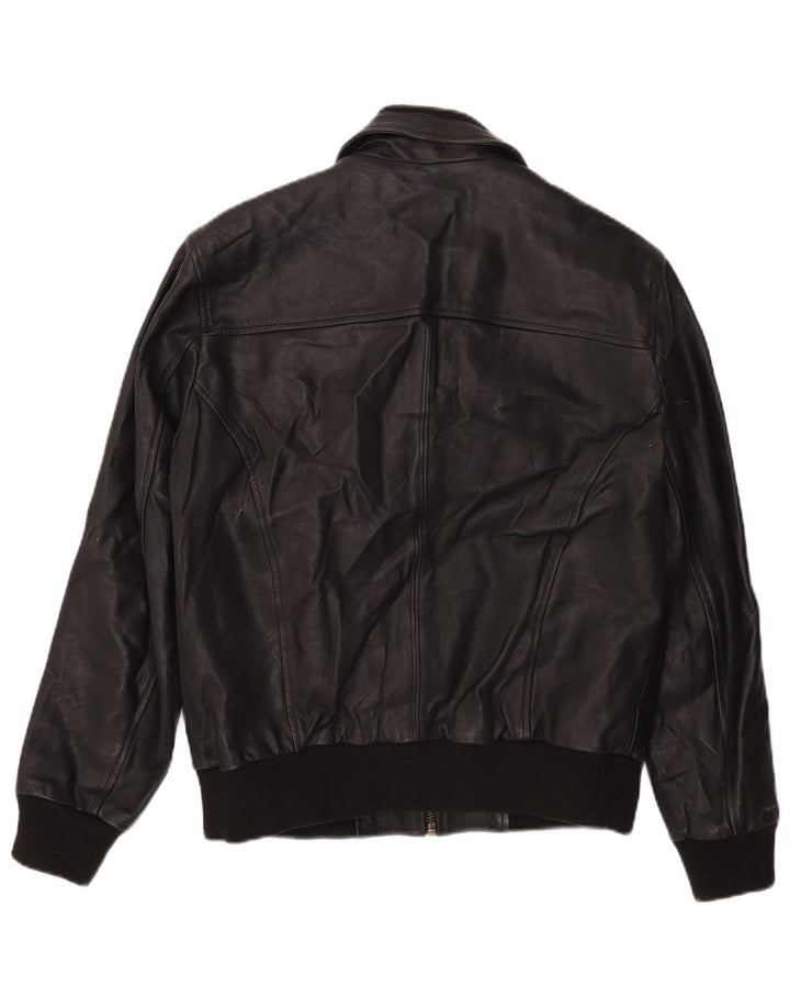 Chaqueta bomber de cuero vintage para hombre IT 50 Large Black