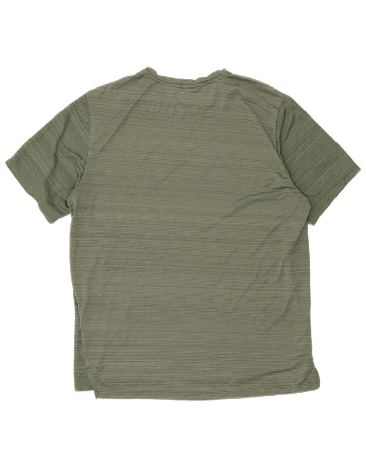Camiseta Nike Dri Fit para hombre Top grande verde con rayas de poliéster