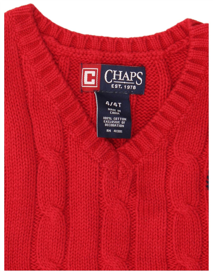 Chaps Camiseta sin mangas para niños de 3 a 4 años, algodón rojo