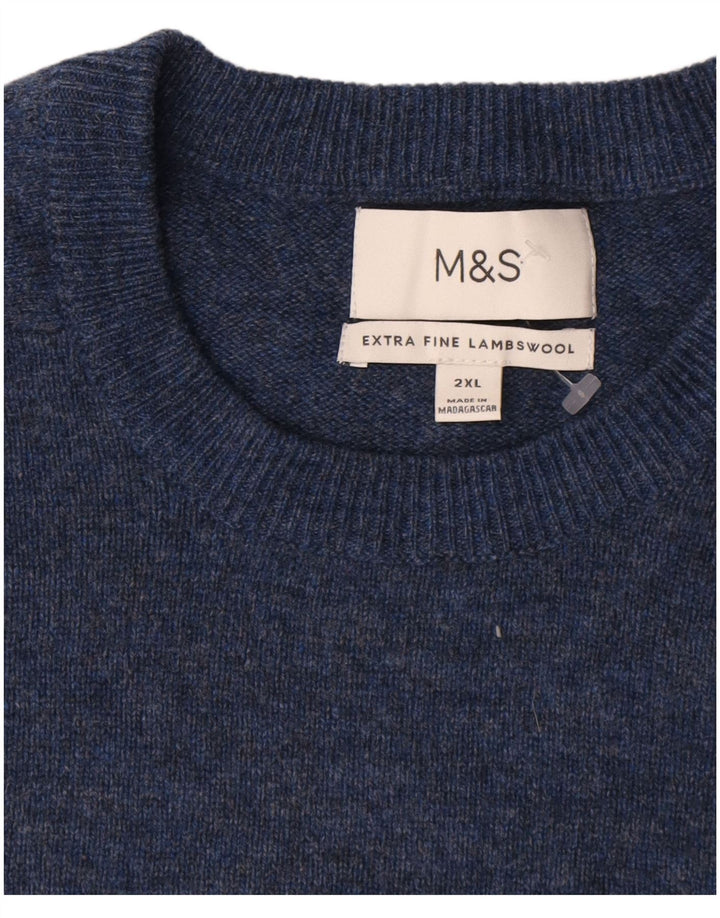 Marks & Spencer - Jersey de cuello redondo para hombre, talla 2XL, color azul marino