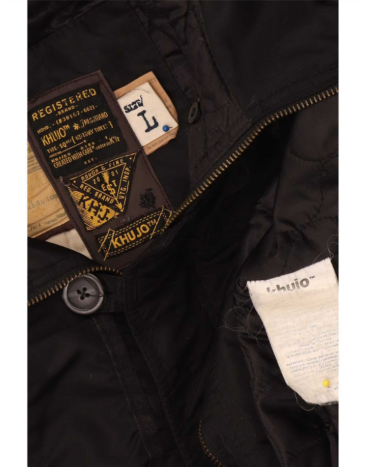 KHUJO Abrigo acolchado con capucha para mujer UK 44 Grande Poliéster negro