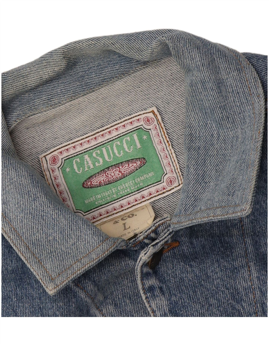 Casucci Chaqueta vaquera para hombre UK 40 Grande Algodón azul