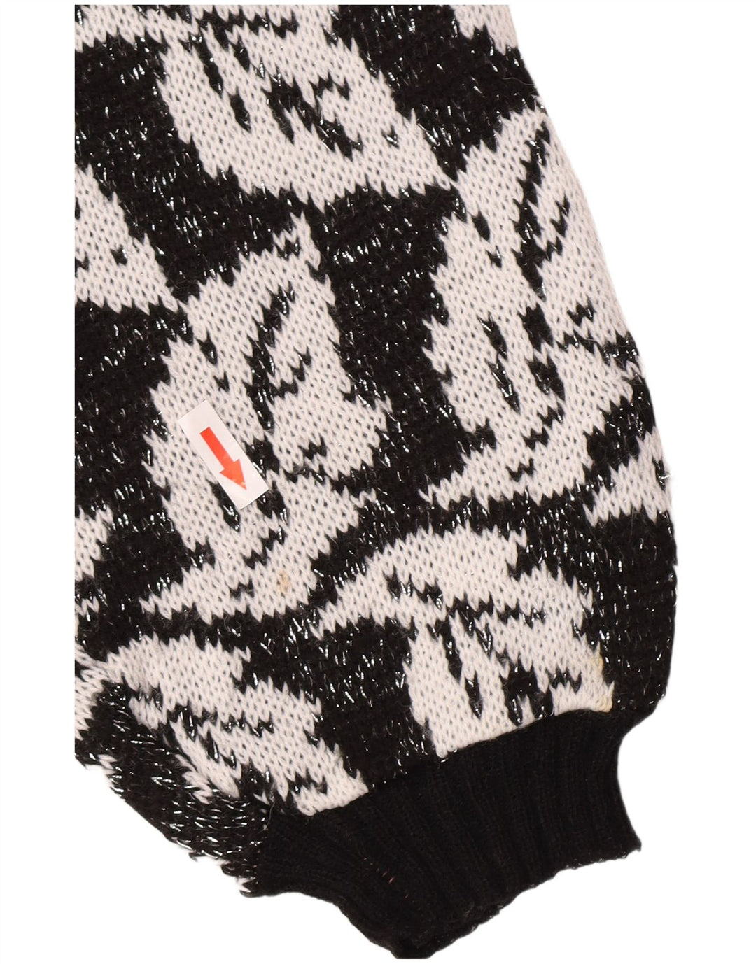 Vintage mujeres patrón abstracto cuello redondo jersey suéter Reino Unido 14 medio negro