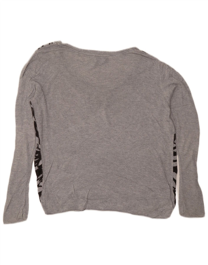 MOSSIMO Suéter Corto con Cuello Barco para Mujer UK 40/40 Grande Gris Floral