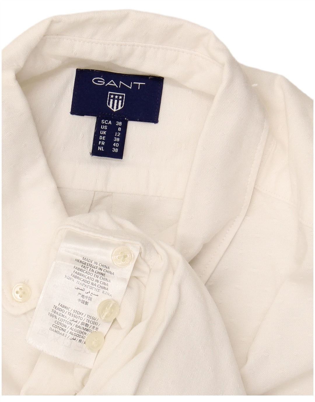 GANT Camisa para mujer UK 42 Mediana Algodón blanco