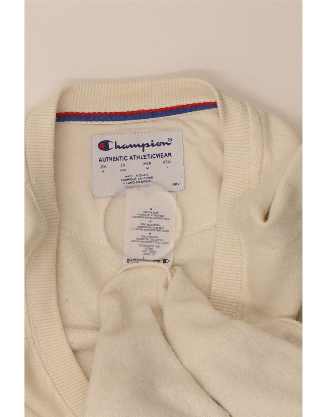 CHAMPION Sudadera gráfica para mujer Jumper UK 14 Medium Off White Cotton