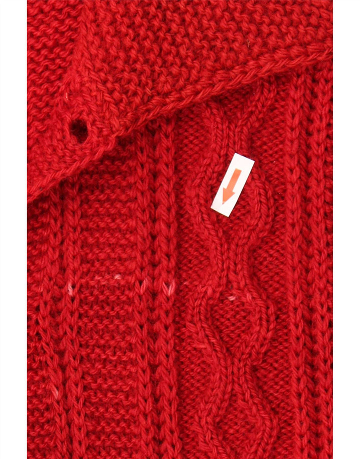 Vintage hombres Cardigan suéter medio borgoña
