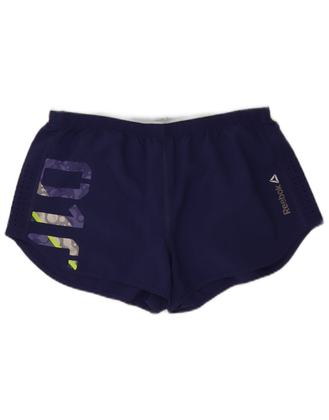 Reebok Pantalones cortos deportivos gráficos para mujer UK 10 Small Azul marino Poliéster
