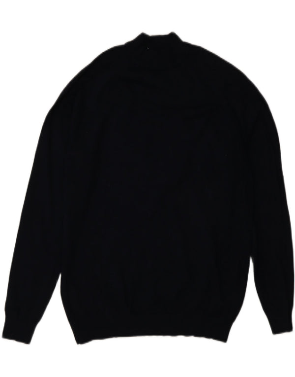 Zara Mujer Cuello Alto Jersey Jersey UK 10 Small Azul Marino Viscosa