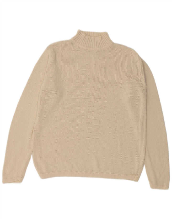 Eddie Bauer Suéter tipo jersey con cuello alto para hombre de algodón blanco roto mediano